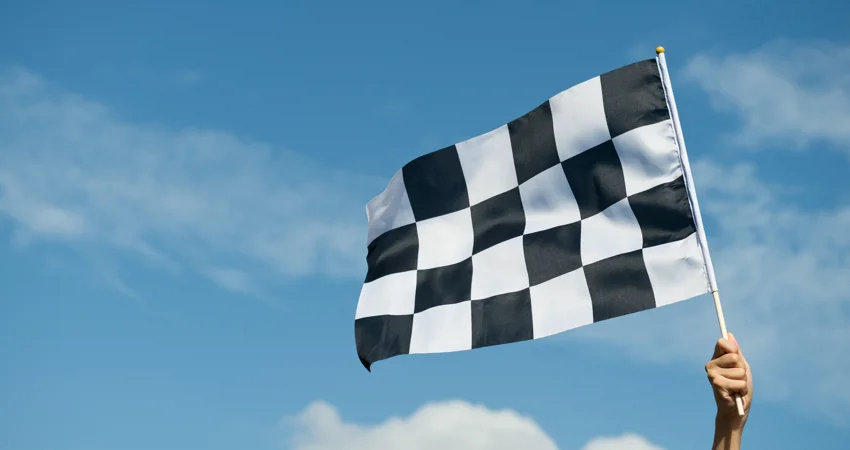 Stock image of race chequered finish flag