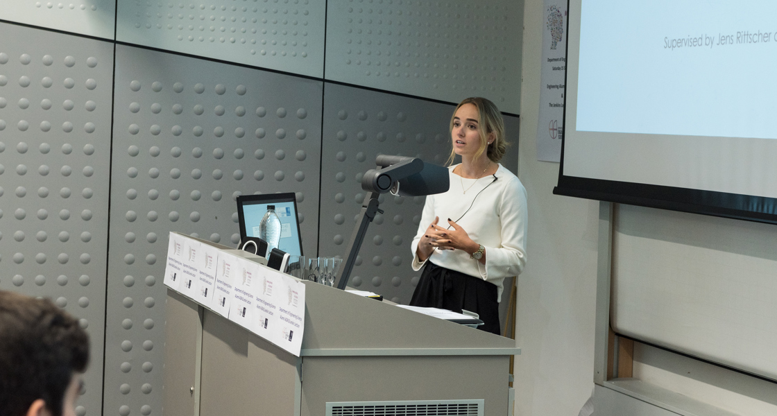 Undergraduate student who won the 4th year project prize gives presentation , from 2018