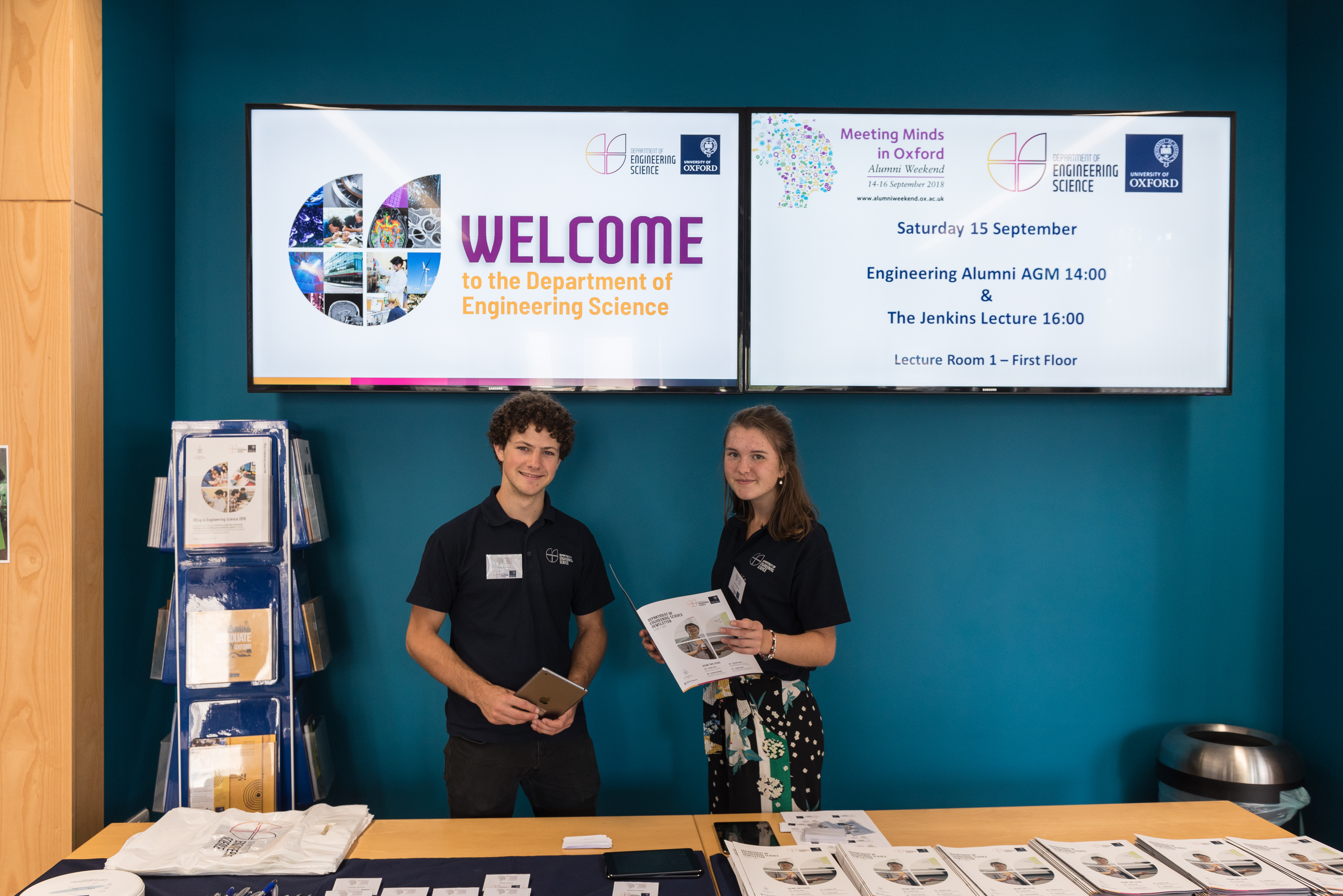Student ambassadors at Thom Building Reception at an Open Day