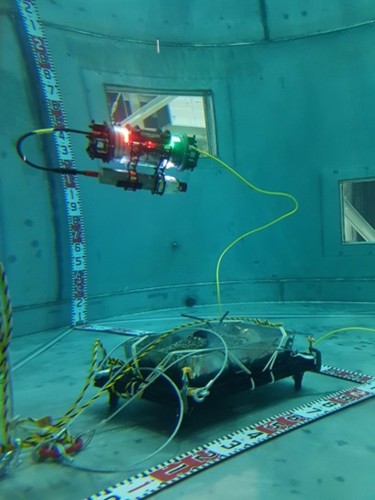 The AVEXIS robot can be deployed into aquatic facilities to collect visual and radiometric data