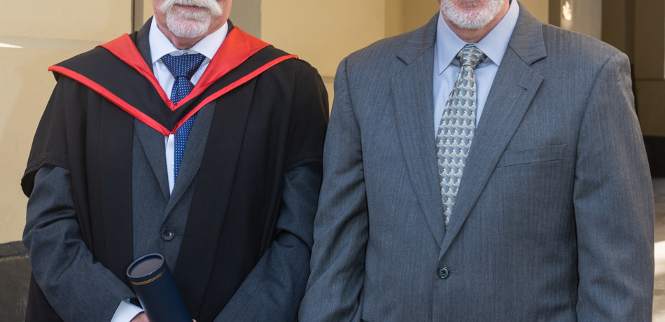 Maurice Keeble-Smith receiving his honorary MA with Head of Department Professor Ronald Roy