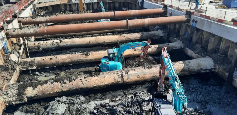 Excavation at a building site