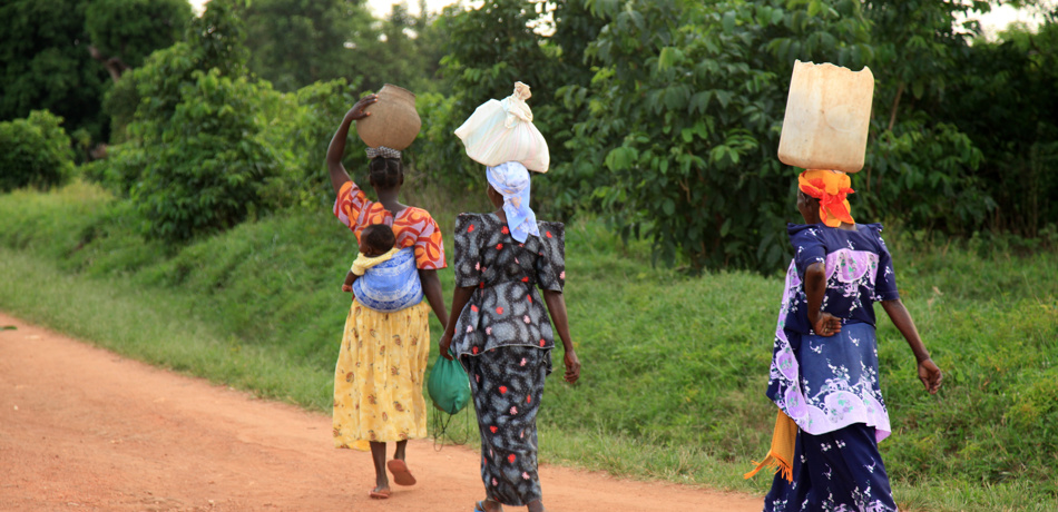 Stock image of traditional water collection in Africa