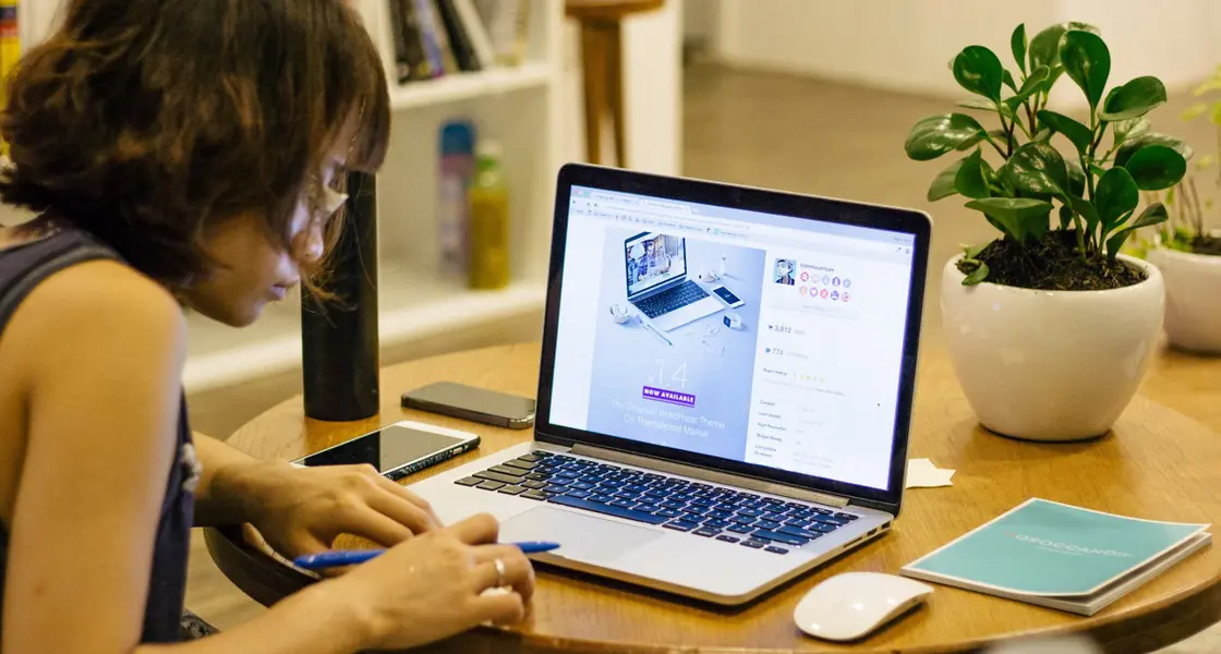Student working at home on laptop