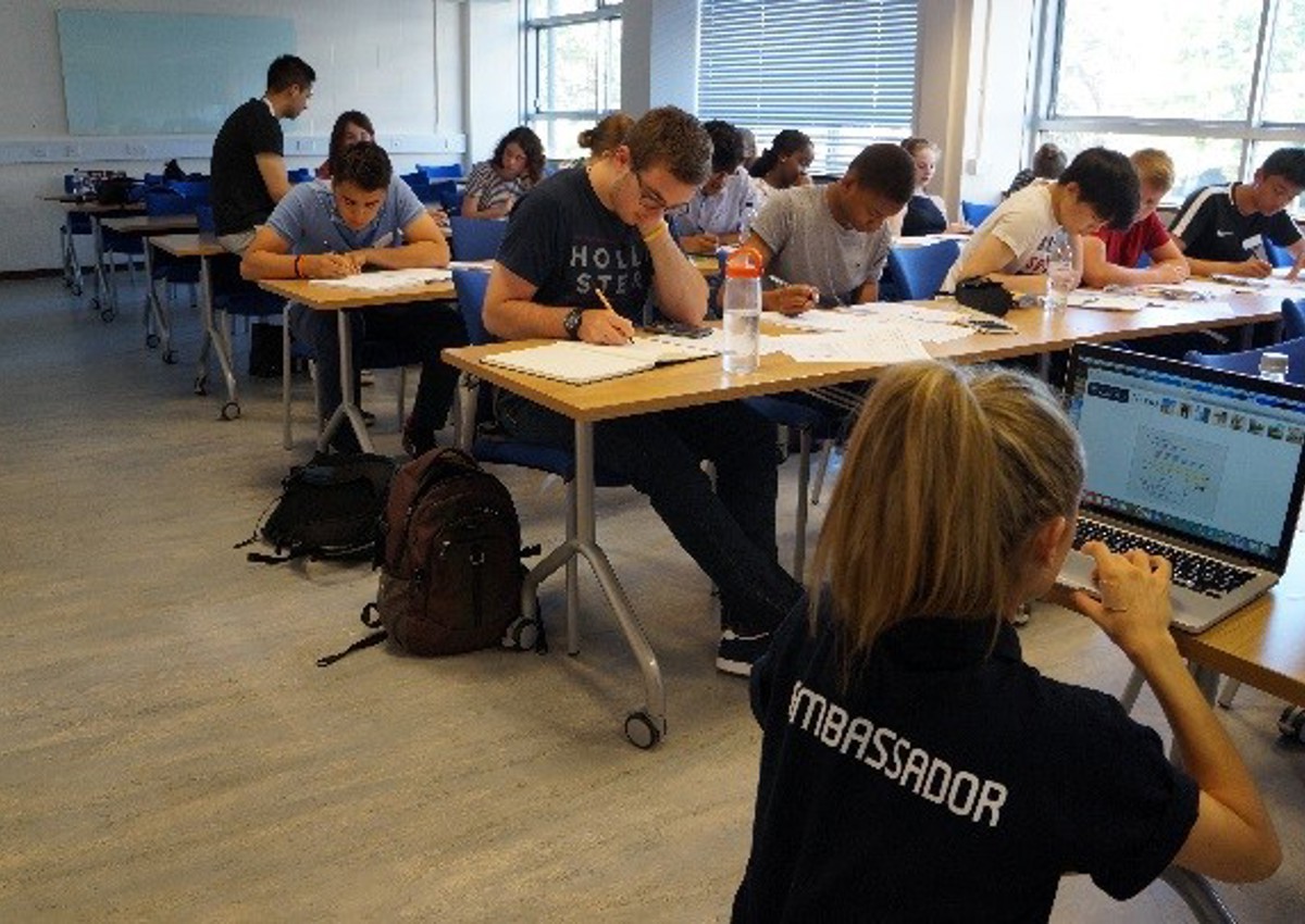 Classroom of students taking a test