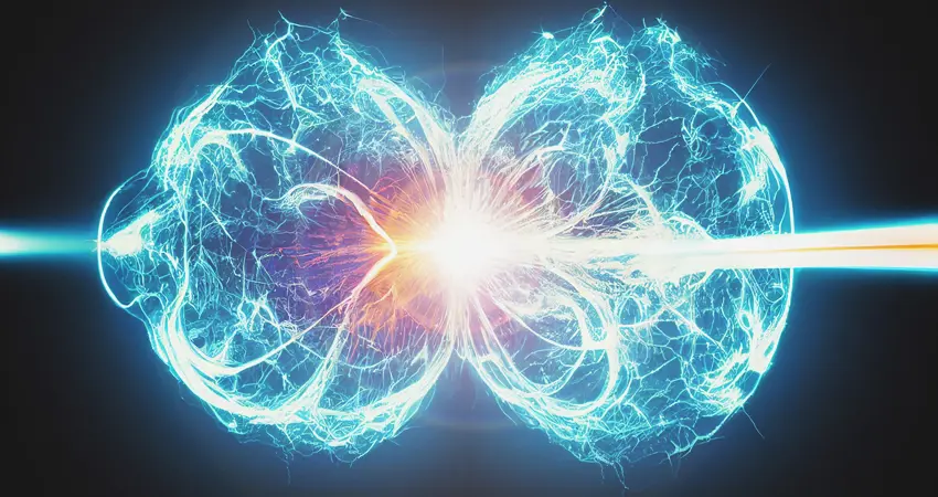 A stock image depicting fusion through waves merging together.