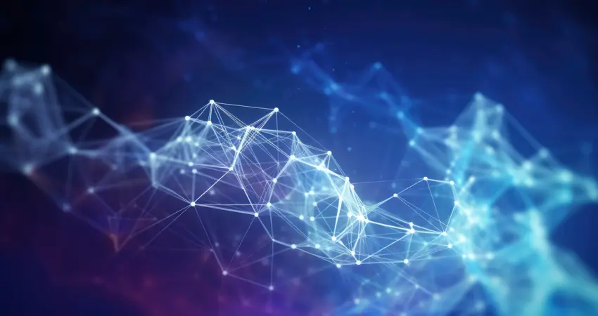 A blue graphic stock image of an online network.
