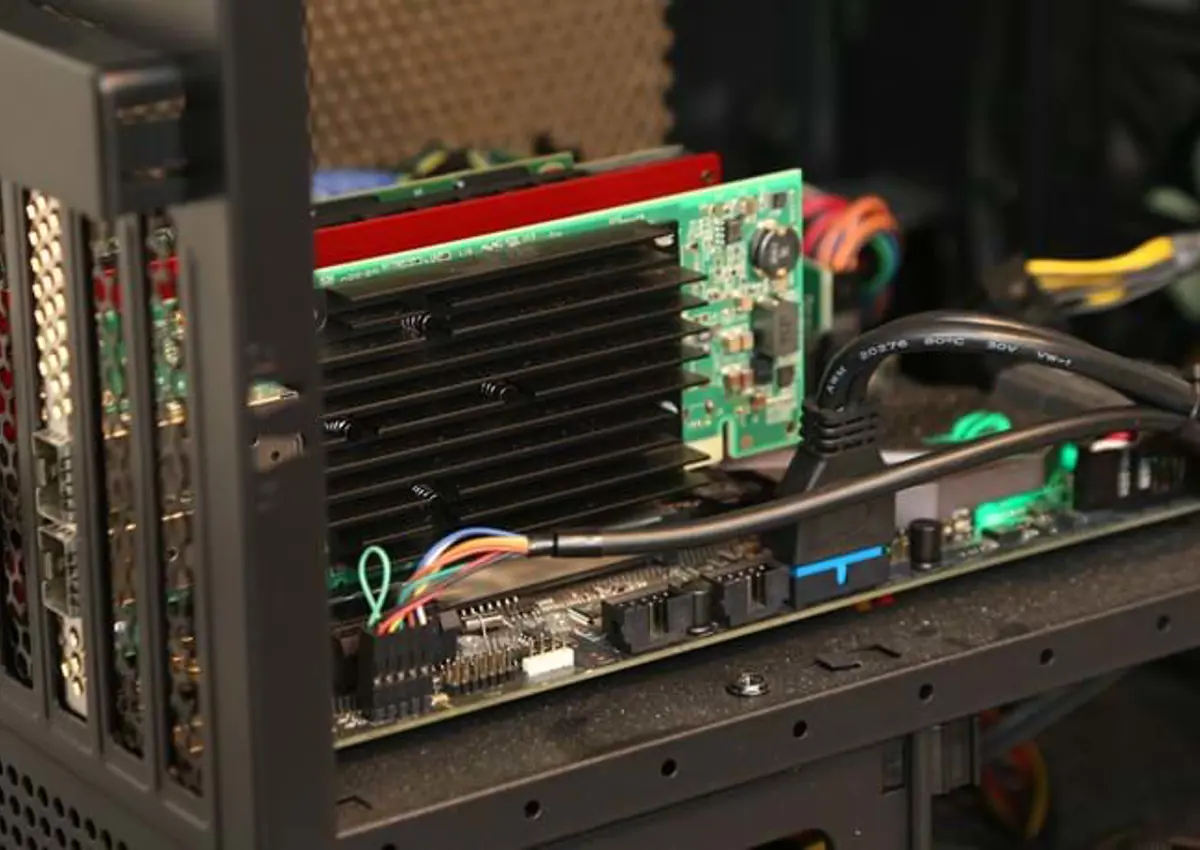 An image of the inner workings of a computer for research.