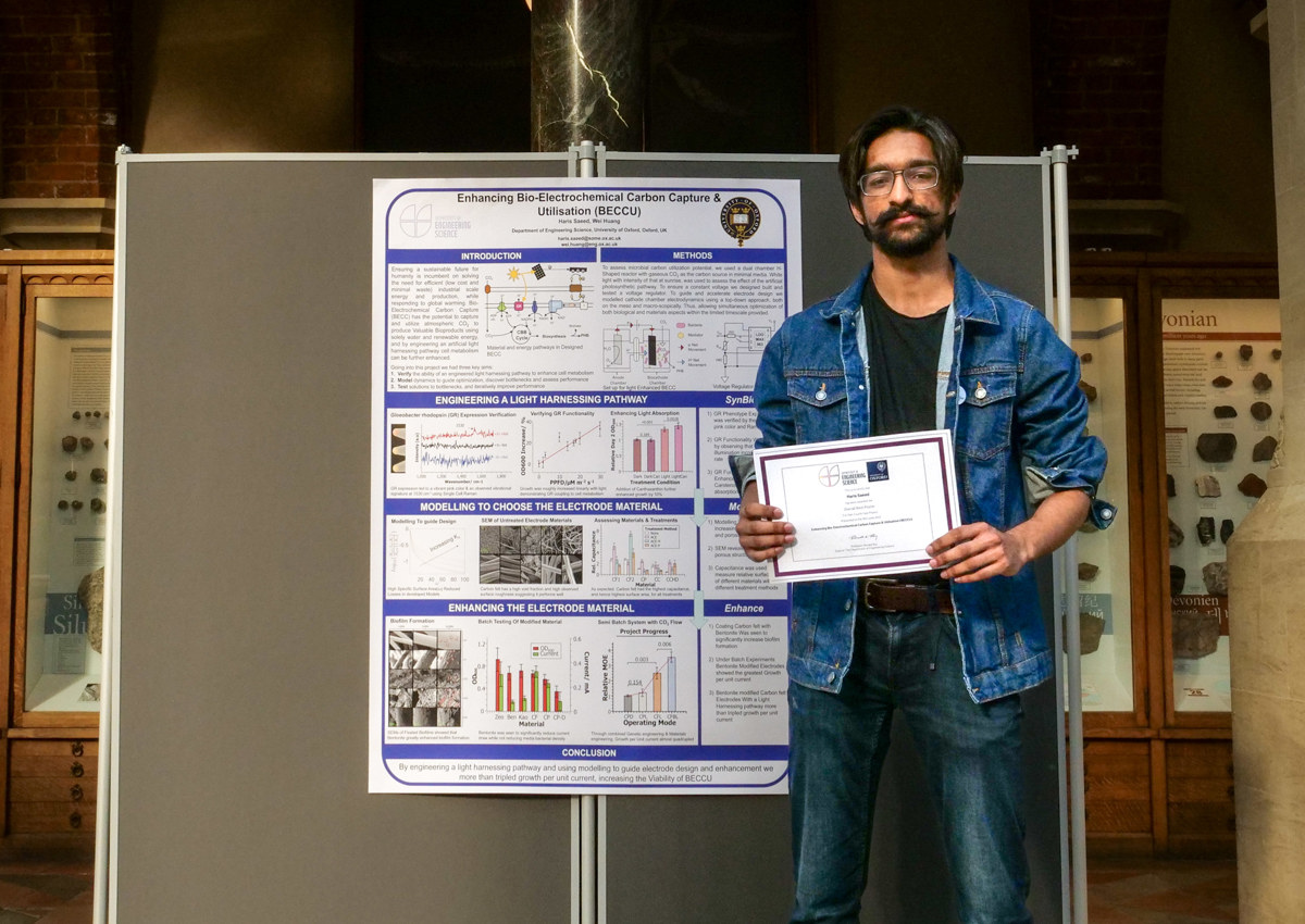 4th year student, Haris Saeed with his certificate for best overall poster (Chemical & Process).