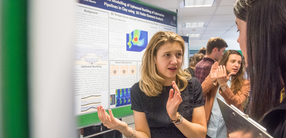 Participants discussing posters during the Engineering Lubbock Lecture
