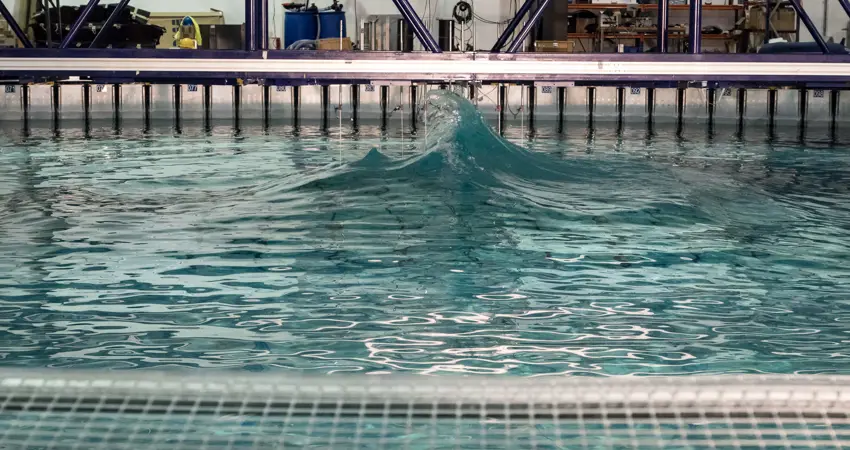 Wave created using two smaller wave groups and varying the crossing angle – the angle at which the two groups travel