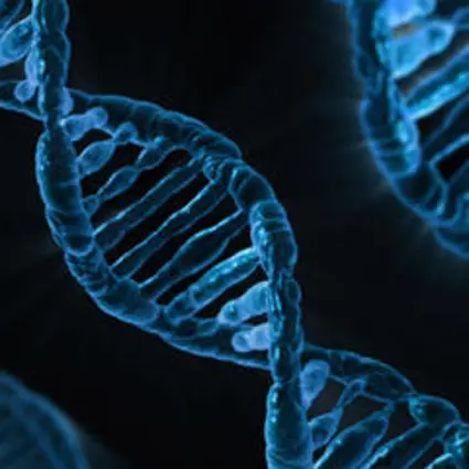 Blue X-ray style DNA helix