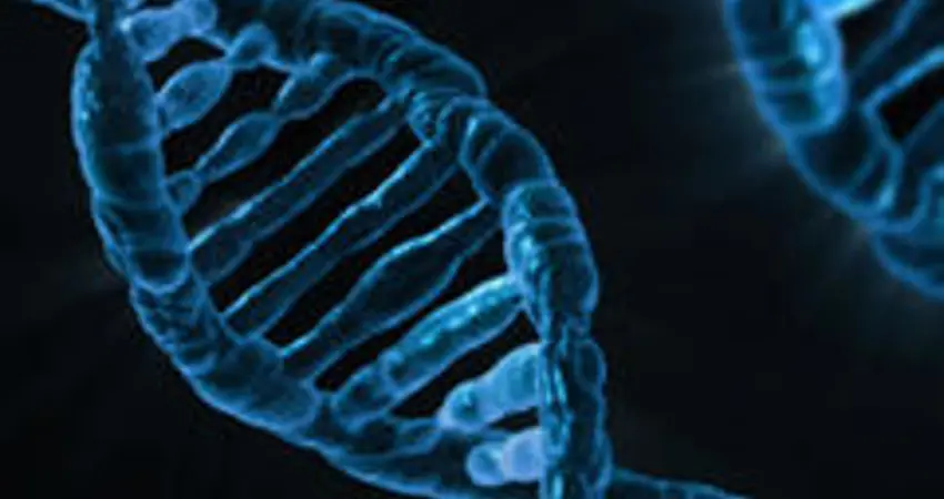 Blue X-ray style DNA helix