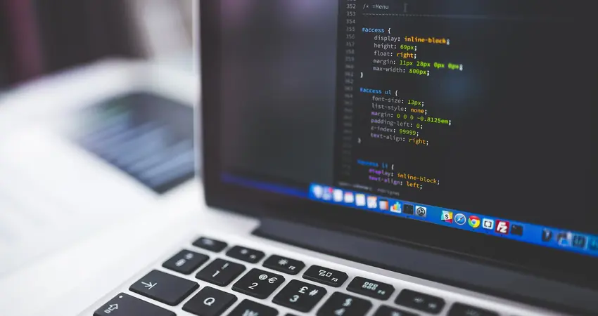 Close up of code on a laptop