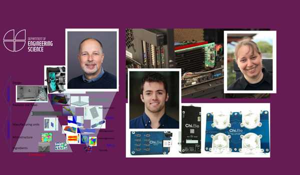 Banner image for the MPLS Impact Awards featuring diagrams of research drawings, as well as the 3 academics who won.