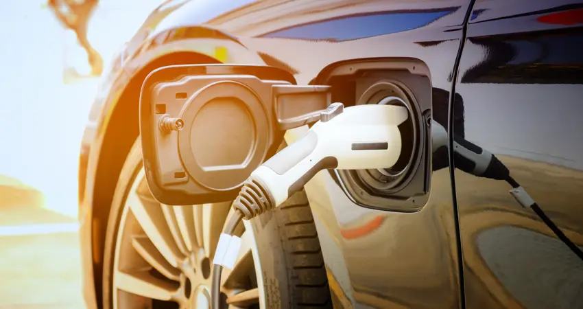 Stock image of electric car charging