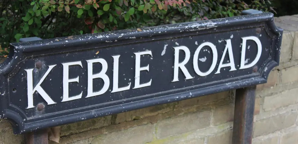 Street sign saying 'Keble Road'