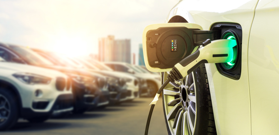 Stock image of electric car charging