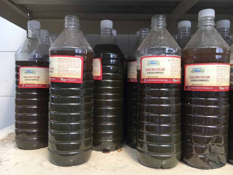 Bottles of recycled cooking oil