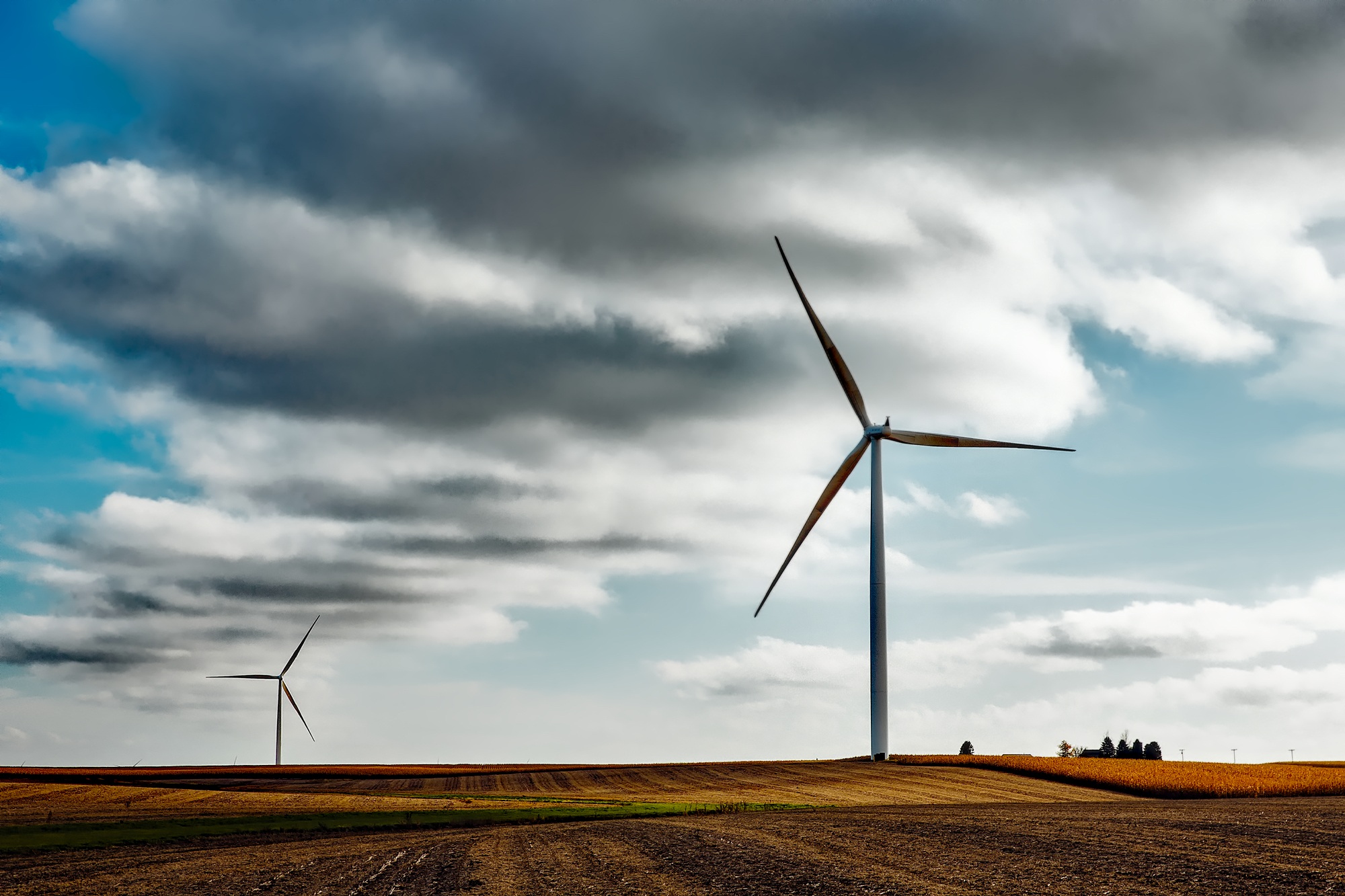 Wind farm with cloudy skies