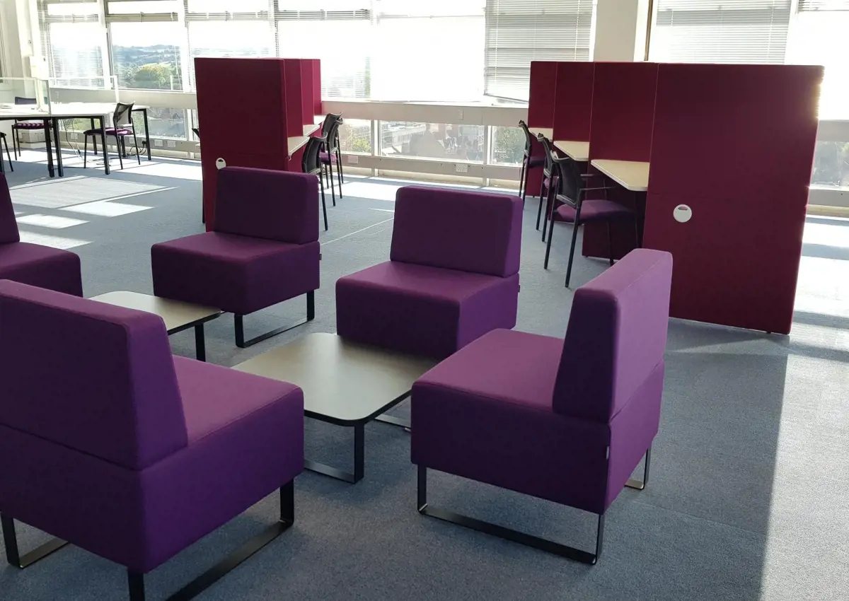 Student study area, with variety of study areas and chairs