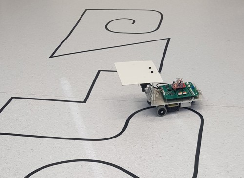 Small robot following black line on floor