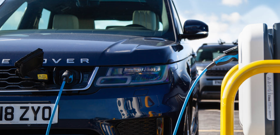 Electric Jaguar Land Rover car charging
