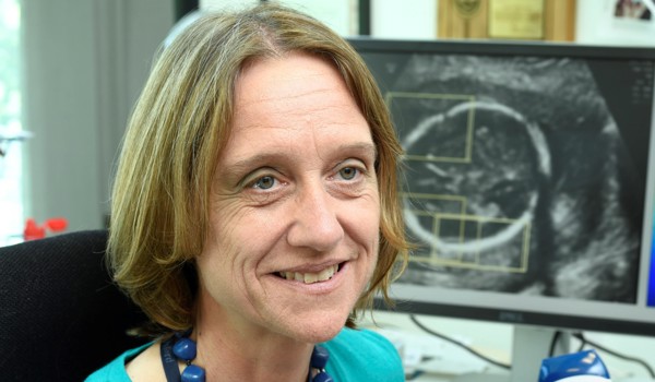 Professor Alison Noble with ultrasound equipment