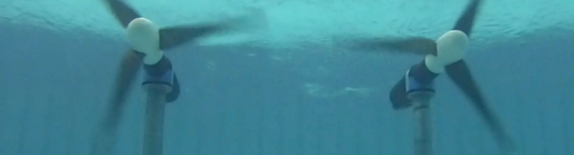 Rotary blades underwater in pool