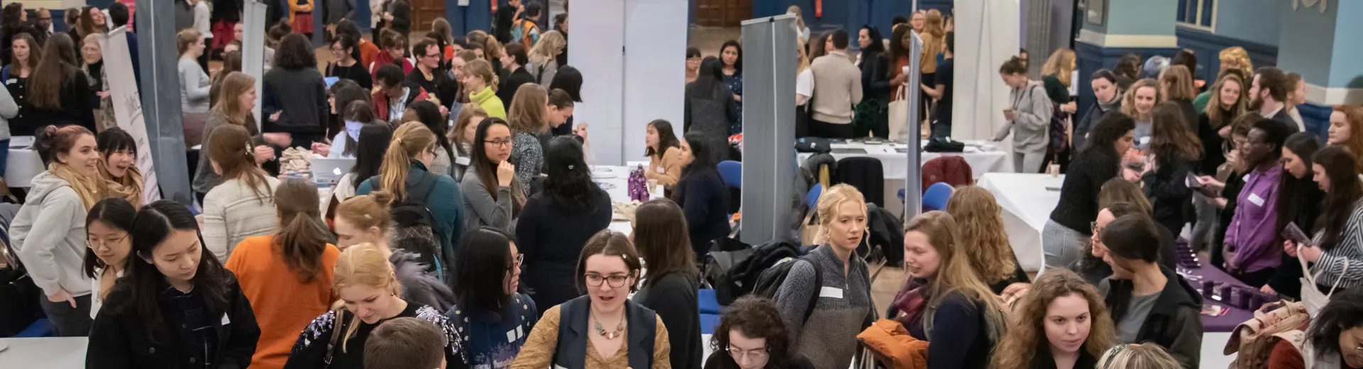 Women in STEM event, January 2020. Oxford town hall full of women in STEM subjects talking and discussing