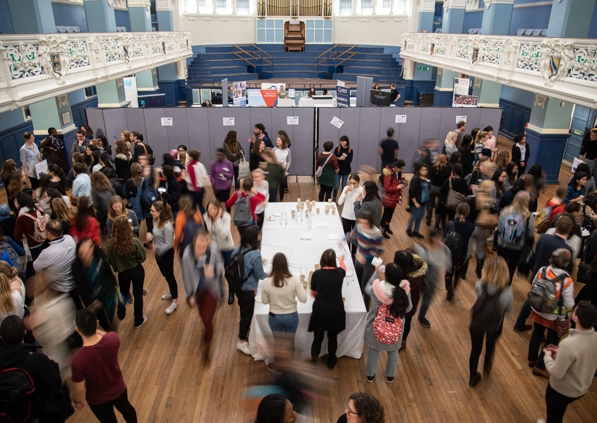 Women in STEM event, January 2020. Oxford town hall full of women in STEM subjects talking and discussing