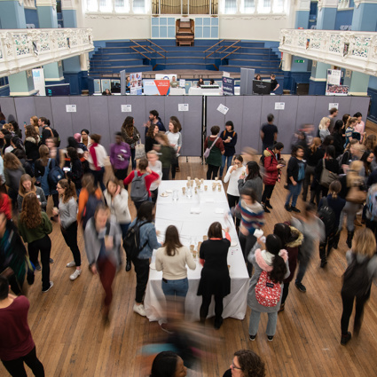 Women in STEM event, January 2020. Oxford town hall full of women in STEM subjects talking and discussing