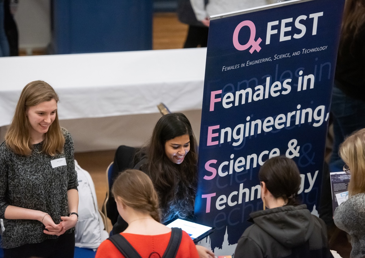 Oxford Females in Engineering, Science and Technology stall at Oxford Women in STEM event, January 2020