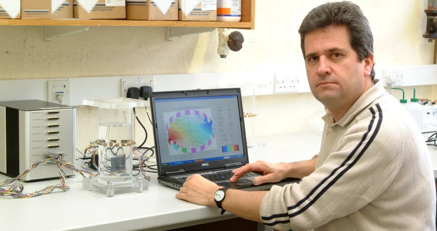 Professor Nick Hanki, who was elected a Fellow of the Institution of Chemical Engineers, at his desk in the Department of Engineering Science