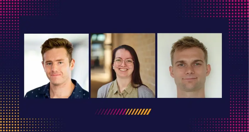 L to R: Thomas Monahan, Dr Alycia Leonard, Dr Daniel Schofield