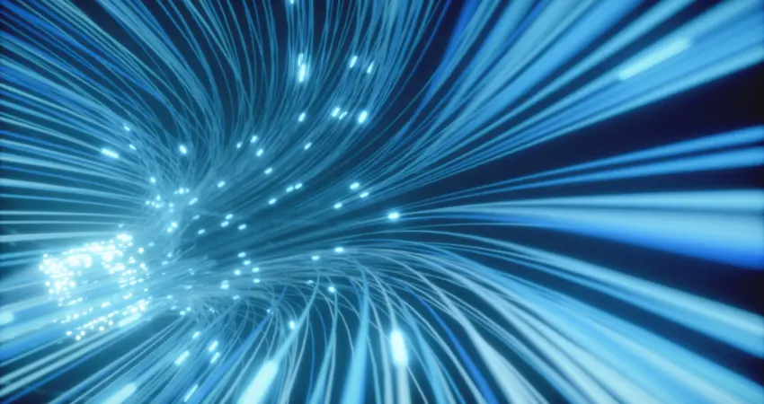 Abstract 3d illustration background of moving of lines for fiber optic network creating technology tunnel