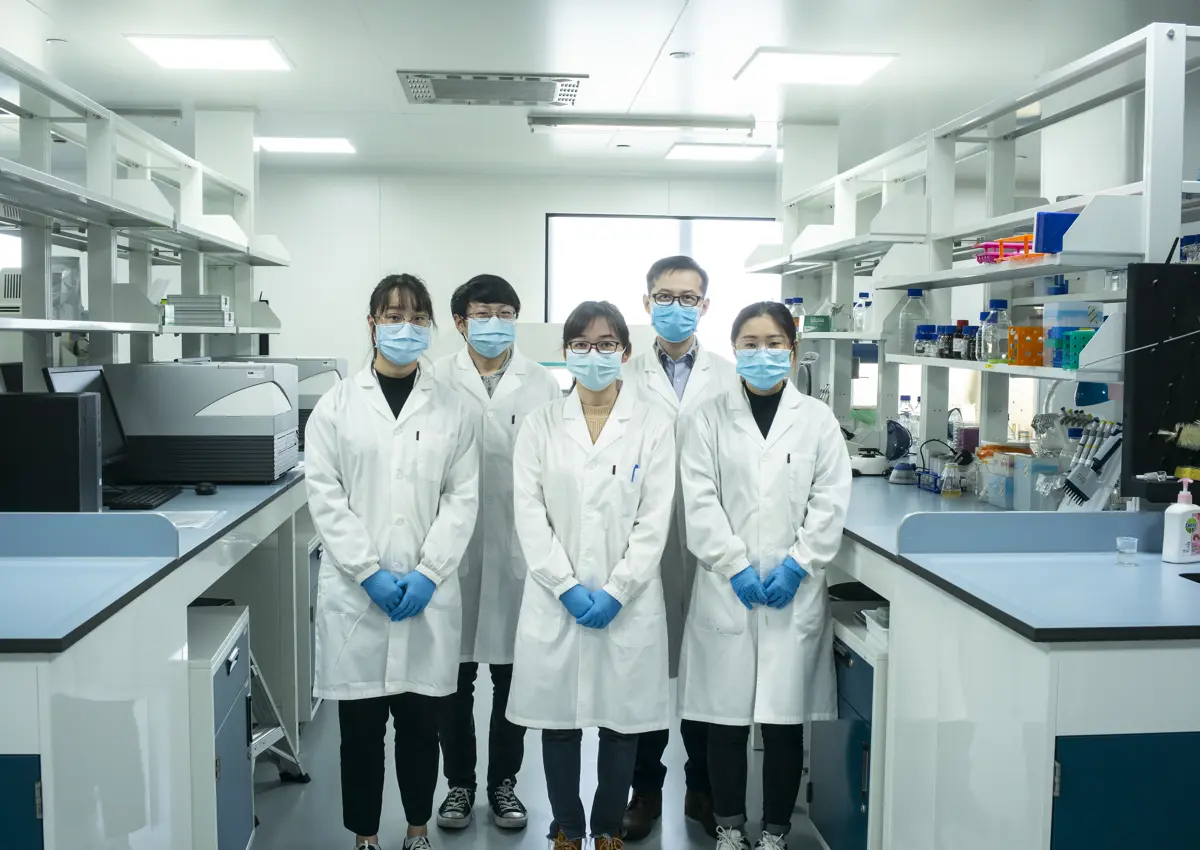 The research team working on the rapid COVID 19 test in a lab at the Institute of Biomedical Engineering at Oxford