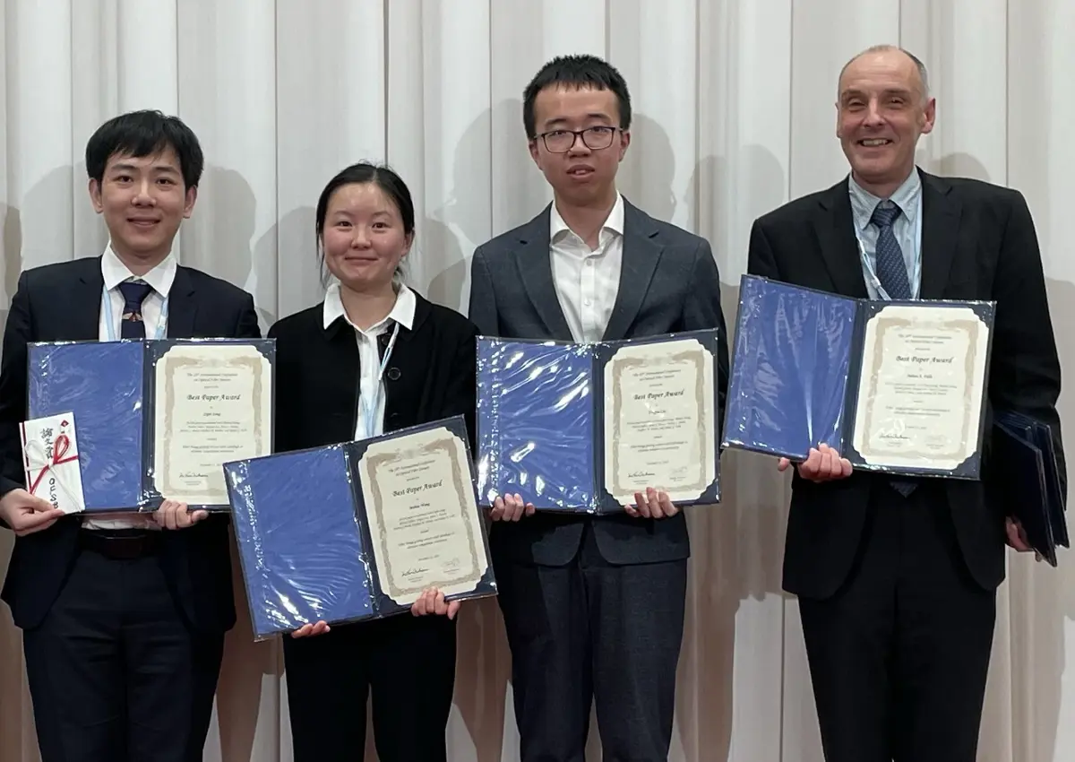 Team With Award Certificates (L R Zipei Song Mohan Wang Tongyu Liu Julian Fells)