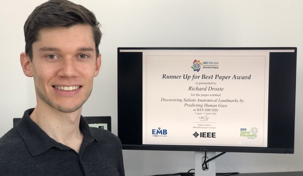 DPhil student Richard Droste from the Institute of Biomedical Engineering wins Runner Up for Best Paper