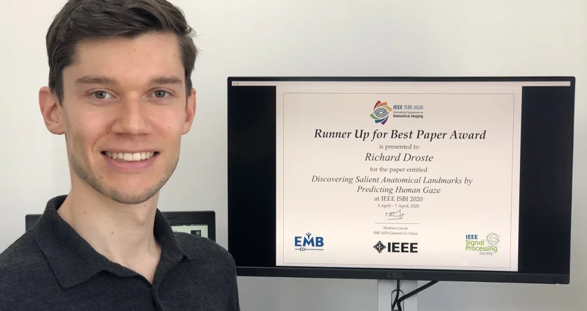 DPhil student Richard Droste from the Institute of Biomedical Engineering wins Runner Up for Best Paper
