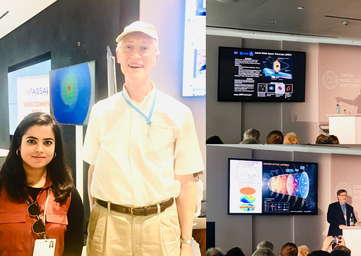 Hannah with 2006 Physics Nobel Laureate Dr John Mather, astrophysicist at NASA