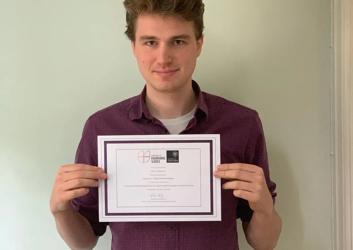 Henry Williams with certificate