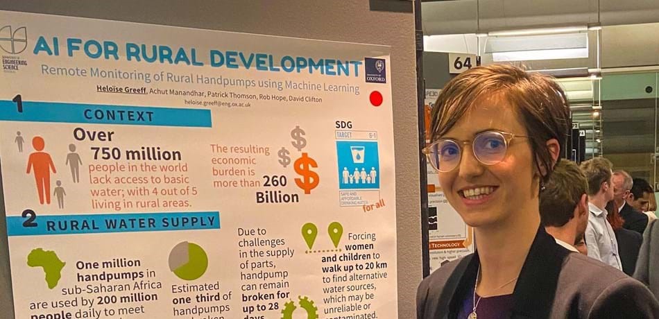 Heloise Greeff with her poster on AI for Rural Development