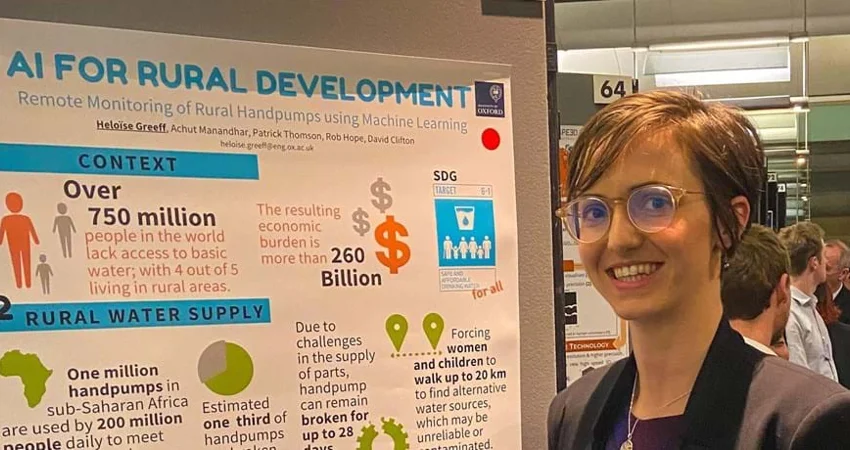 Heloise Greeff with her poster on AI for Rural Development