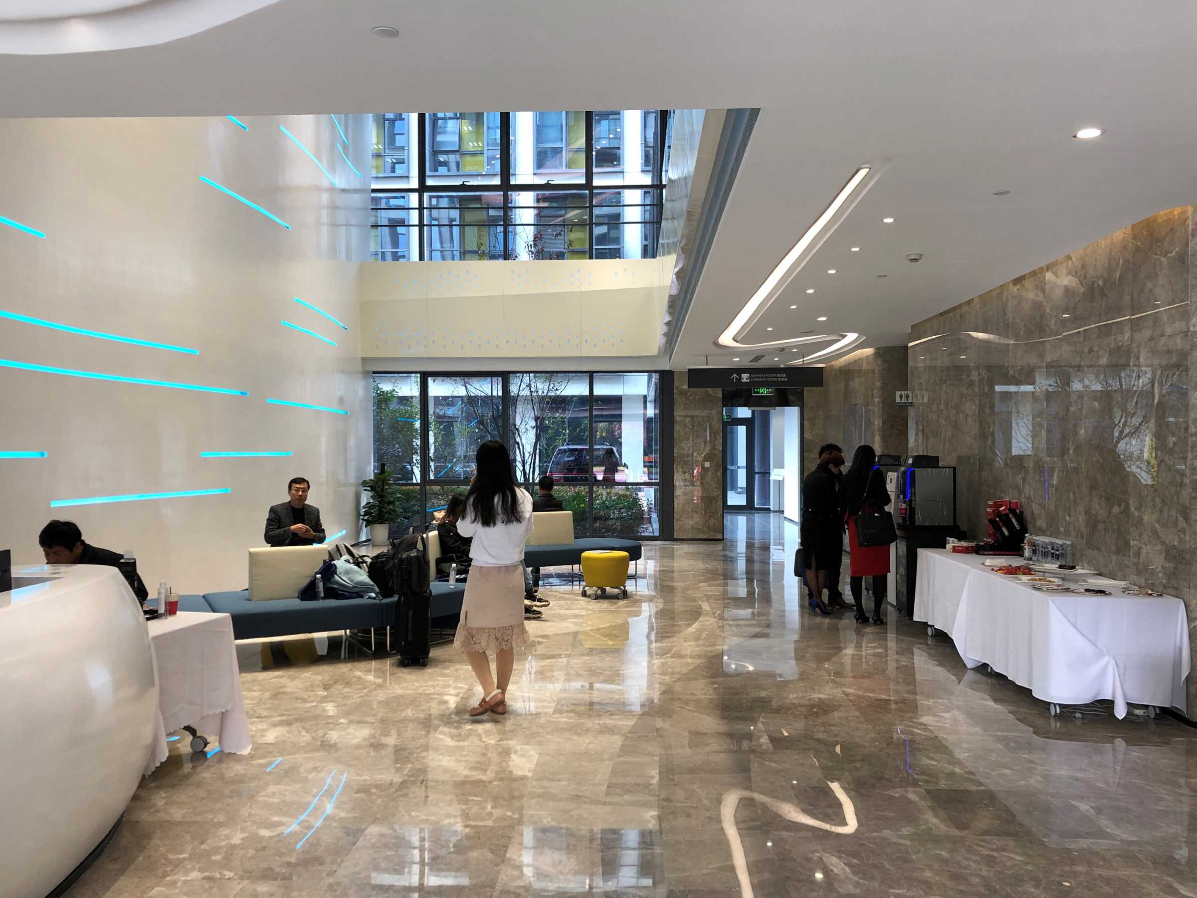 A foyer in the Oxford-Suzhou Centre for Advanced Research, known as OSCAR, in Suzhou Industrial Park (SIP) in eastern China.