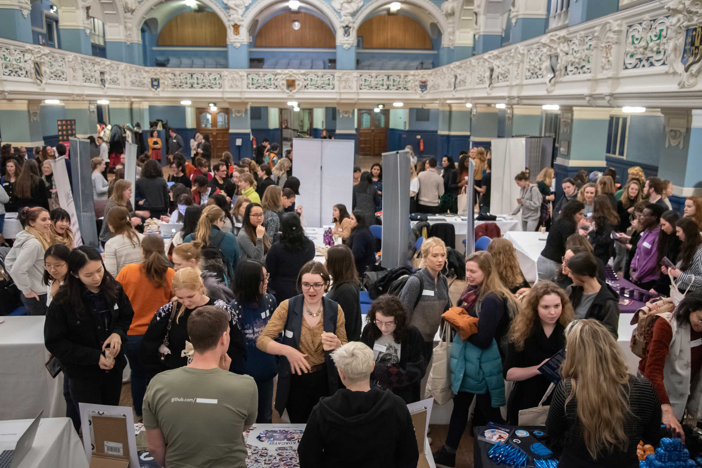 Women in STEM event, January 2020. Oxford town hall full of women in STEM subjects talking and discussing
