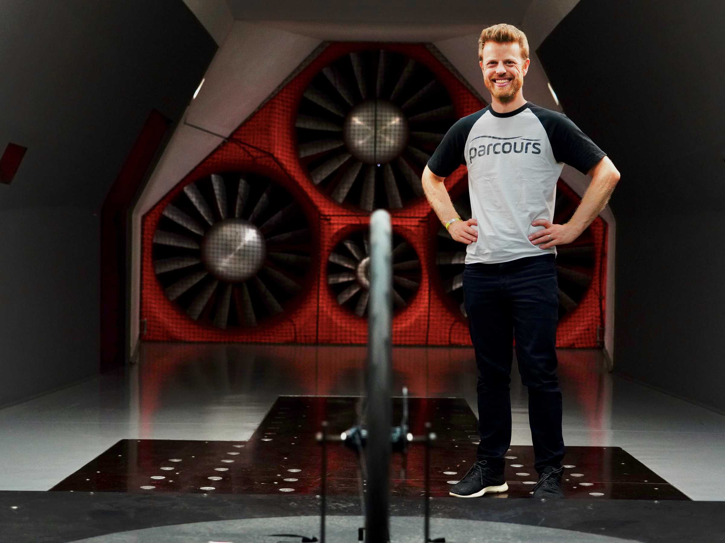 Alumni Dov Tate at the A2 wind tunnel in North Carolina