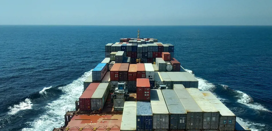Shipping containers on ship