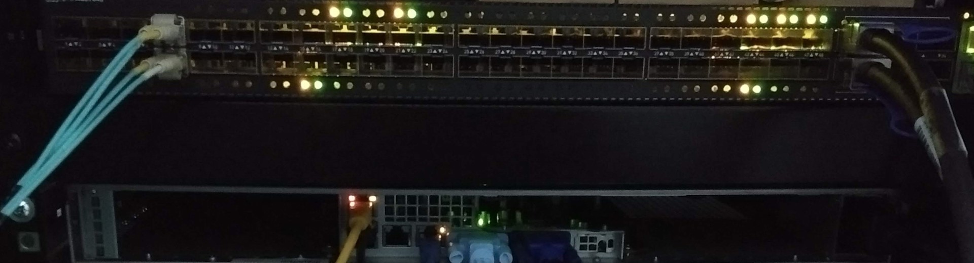 A switch board with lights and cables