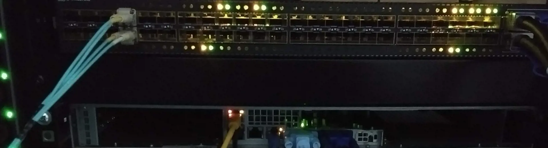 A switch board with lights and cables